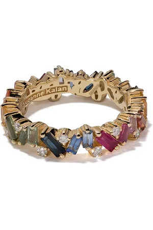 Suzanne Kalan Anillo Eternity Rainbow en oro amarillo de 18kt con zafiros y diamantes