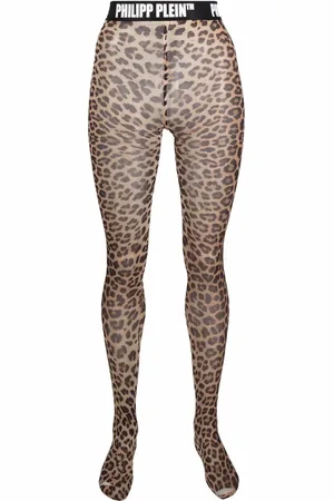 Philipp Plein Pantimedias con logo en la pretina y estampado de leopardo