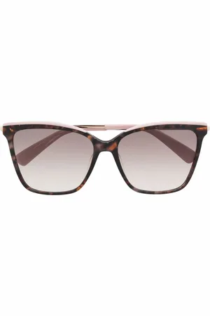 Longchamp Lentes de sol cuadrados con efecto de carey
