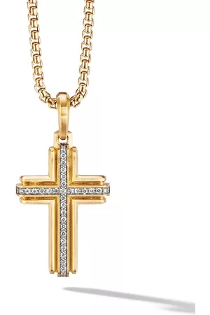 David Yurman Dije Deco Cross en oro amarillo de 18kt con diamantes de 34mm