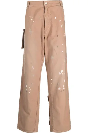 DARKPARK Jeans con bolsillo de parche y salpicaduras de pintura estampadas