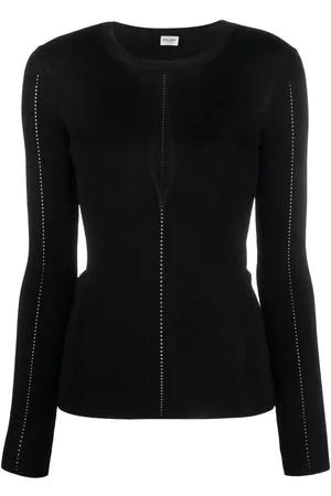 Saint Laurent Top tejido de canalé manga larga