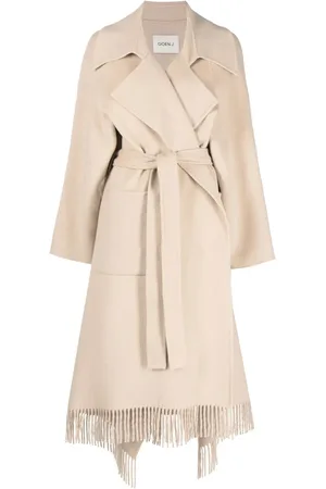 GOEN.J Gabardina con detalle de flecos y cinturón