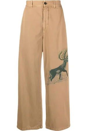 Incotex Pantalones anchos con ciervo estampado