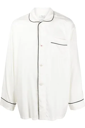 Maison Margiela Camisa de seda con ribete en contraste