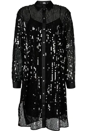 Karl Lagerfeld Vestido camisero bordado con lentejuela
