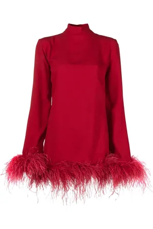 ‎Taller Marmo‎ Vestido corto con ribete de plumas