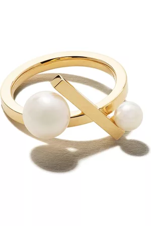 Tasaki Anillo en forma de cruz Balance en oro amarillo de 18kt con perlas Akoya