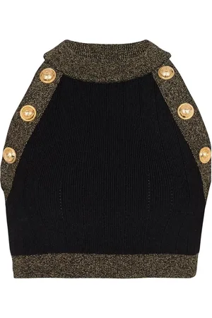 Balmain Top tejido con ribete en contraste