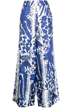 BIYAN Pantalones de seda con estampado de bandana