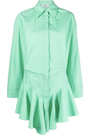 The Attico Vestido camisero corto con volantes