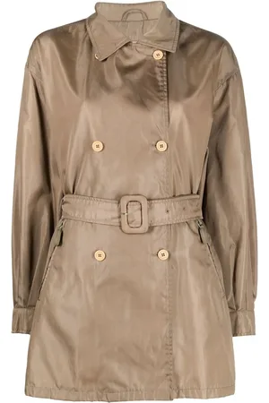 Prada Gabardina con doble botonadura y cinturón 2000