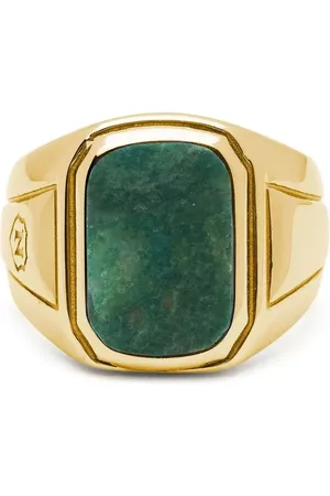 Nialaya Anillo de sello con piedra bañado en oro