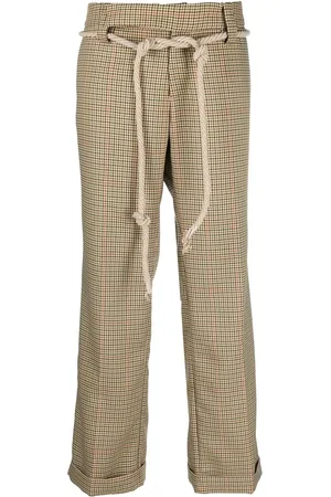 JEJIA Pantalones con cinturón y motivo de cuadros