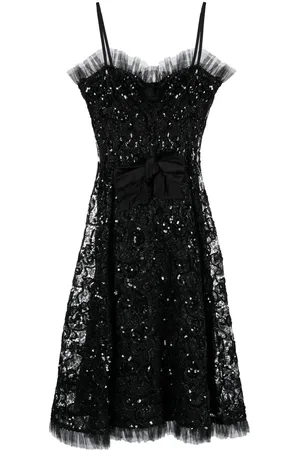 Saint Laurent Vestido acampanado con lentejuelas 1980