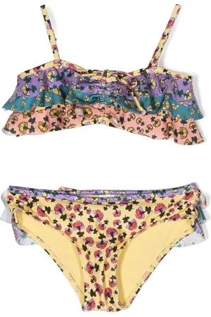 ZIMMERMANN Bikini con volantes y estampado floral