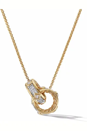 David Yurman Collar Modern Renaissance en oro amarillo de 18kt con diamantes y dije de 16.4mm