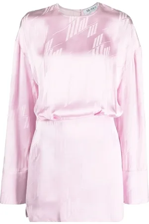 The Attico Vestido satinado con logo en jacquard