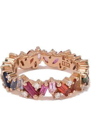 Suzanne Kalan Anillo Rainbow Eternity en oro rosa de 18kt con diamante y zafiro