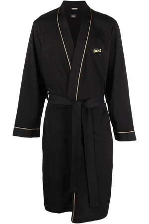 HUGO BOSS Bata con logo bordado y moño en la cintura
