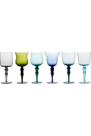 BITOSSI Set seis copas de vino con tallo esculpido