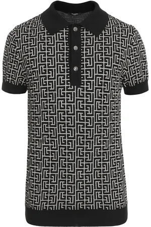 Balmain Playera tipo polo con monograma PB en jacquard