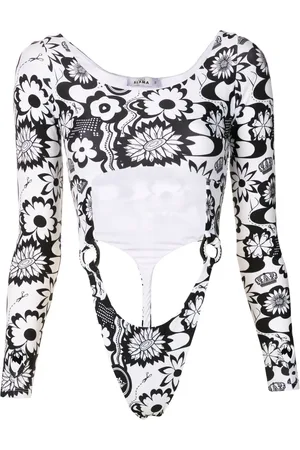 AMIR SLAMA Top con aberturas y estampado floral