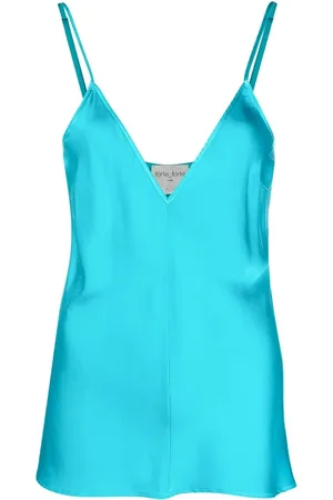 FORTE FORTE Top sin mangas satinado con cuello en V
