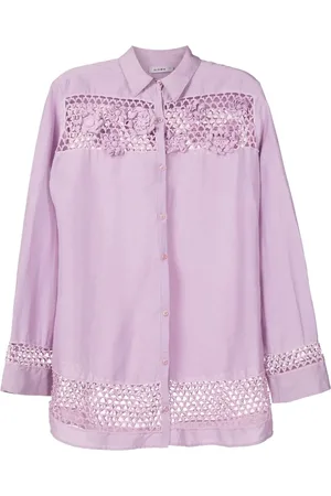 AMIR SLAMA Camisa oversize con detalle de encaje floral