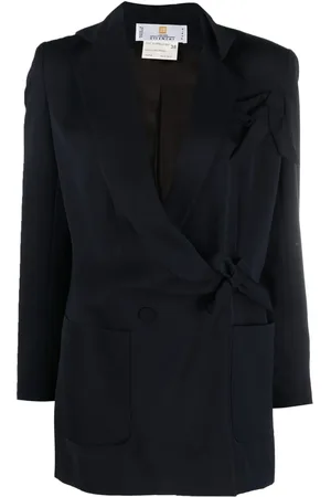 Givenchy Blazer a rayas diplomáticas con detalle de moño 1990