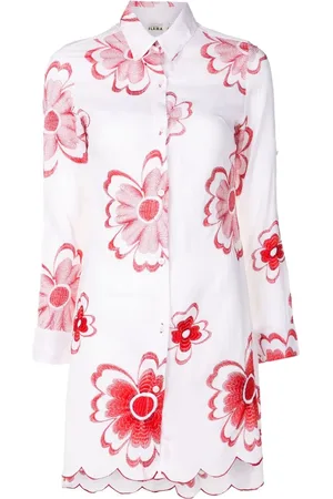 AMIR SLAMA Vestido camisero con bordado floral