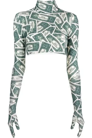 Vetements Top corto con estampado de dinero