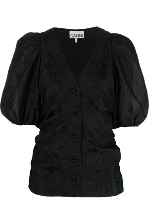 Ganni Blusa con mangas farol