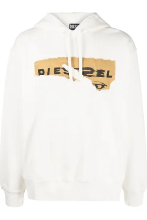 Diesel Hoodie con logo estampado y detalles rasgados