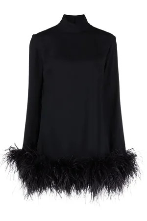 ‎Taller Marmo‎ Vestido corto con detalle de plumas de avestruz
