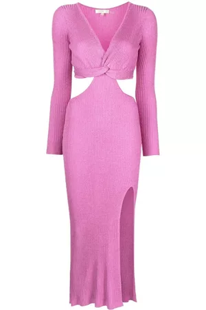 LOVESHACKFANCY Vestido midi de canalé con diseño retorcido