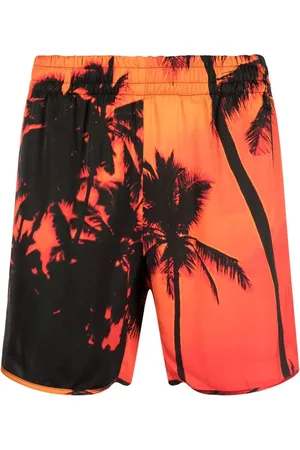 BLUE SKY INN Shorts de playa con palmeras estampadas