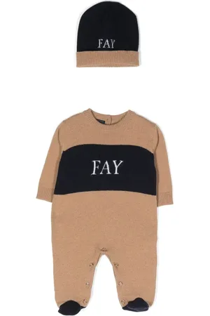 FAY Set de gorro y pijama con logo en intarsia