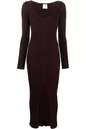 Courrèges Vestido midi tejido de canalé