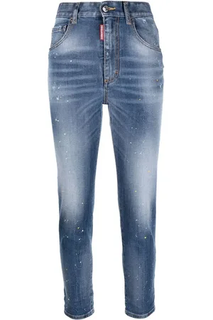 Dsquared2 Skinny jeans capri con salpicaduras de pintura estampadas