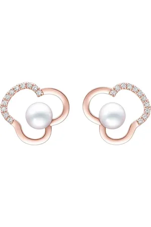 Tasaki Aretes Chants en oro rosa de 18kt con perla y diamante