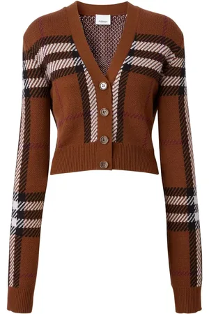 Burberry Cárdigan corto con motivo de cuadros en jacquard