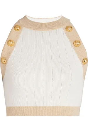 Balmain Top corto tejido de canalé