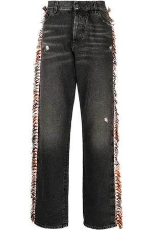 MARCELO BURLON Pantalones rectos con detalle de flecos