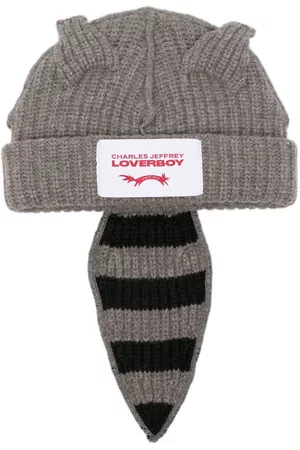 Charles Jeffrey Loverboy Hombre Gorros - Gorro tejido con detalle de cola de mapache