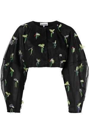 Ganni Top corto con animal print