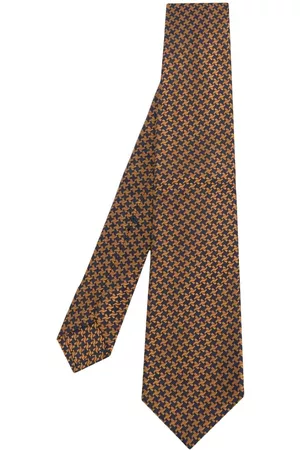 Kiton Corbata con motivo pied de poule en jacquard