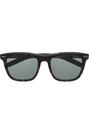 Montblanc Lentes de sol con armazón cuadrada estilo carey