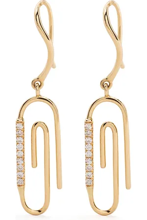 Aurélie Bidermann Aretes Paperclip en oro amarillo de 18kt con diamantes