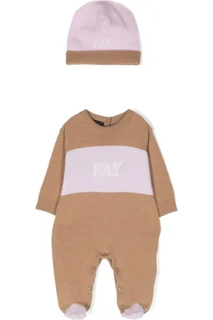 FAY Set de gorro y pijama con logo en intarsia